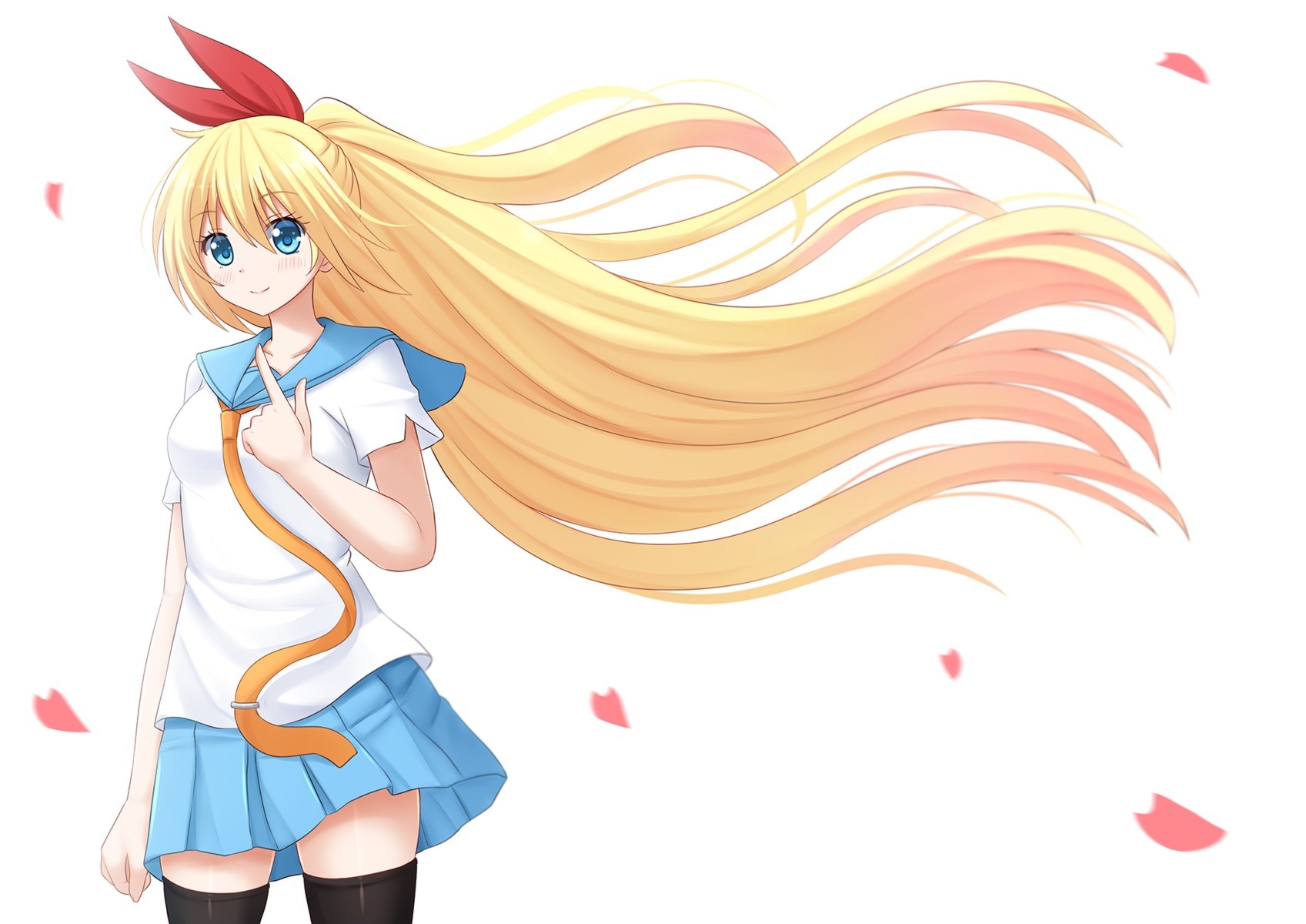 #long Hair, #nisekoi, #anime, #school Uniform, #petals - Anime School Girl With Blond Hair , HD Wallpaper & Backgrounds