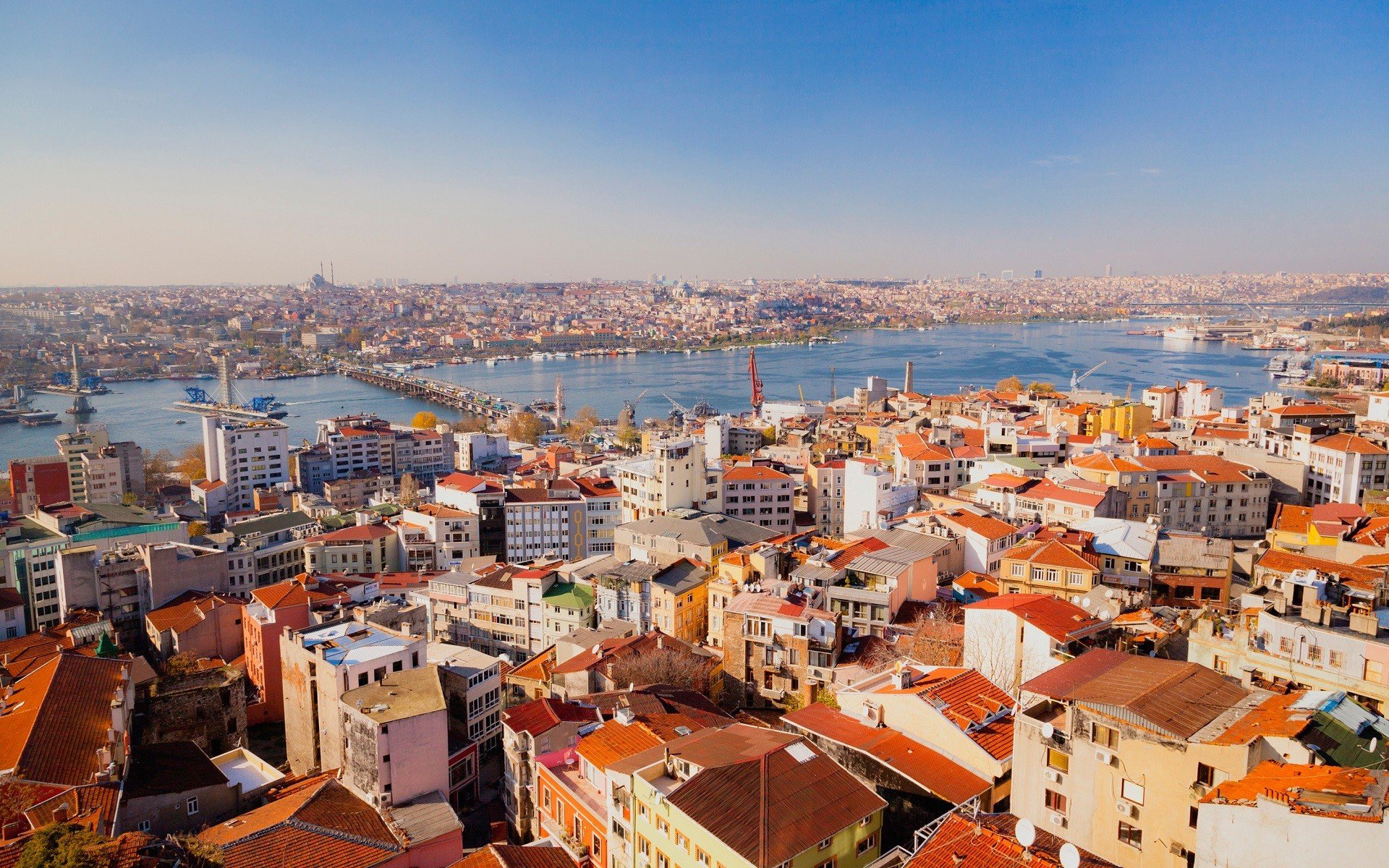 Istanbul Turkey City Cityscape Sea Bridge Galata Wallpaper - City Wallpapers Istanbul Turkey , HD Wallpaper & Backgrounds