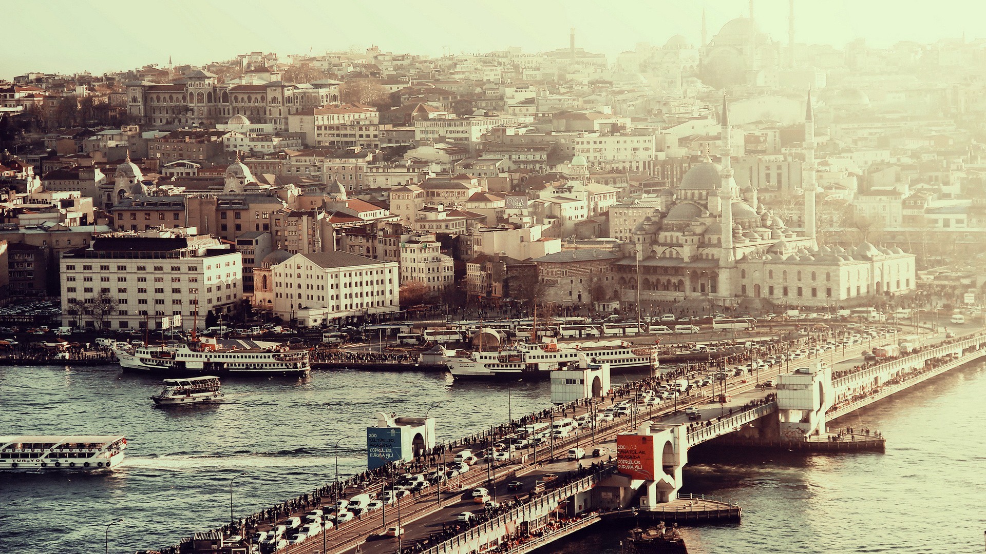 Istanbul Turkey City Cityscape Bridge Mosque Galata - New Mosque , HD Wallpaper & Backgrounds