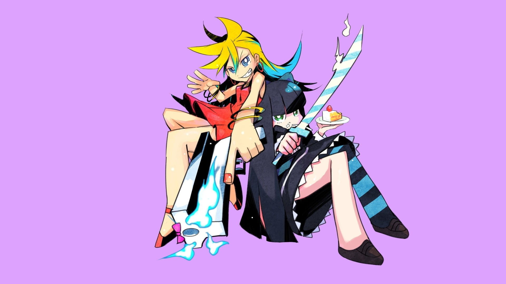 Two Female Anime Character Cliparts, Panty And Stocking - Трусики И Чулки Аниме , HD Wallpaper & Backgrounds