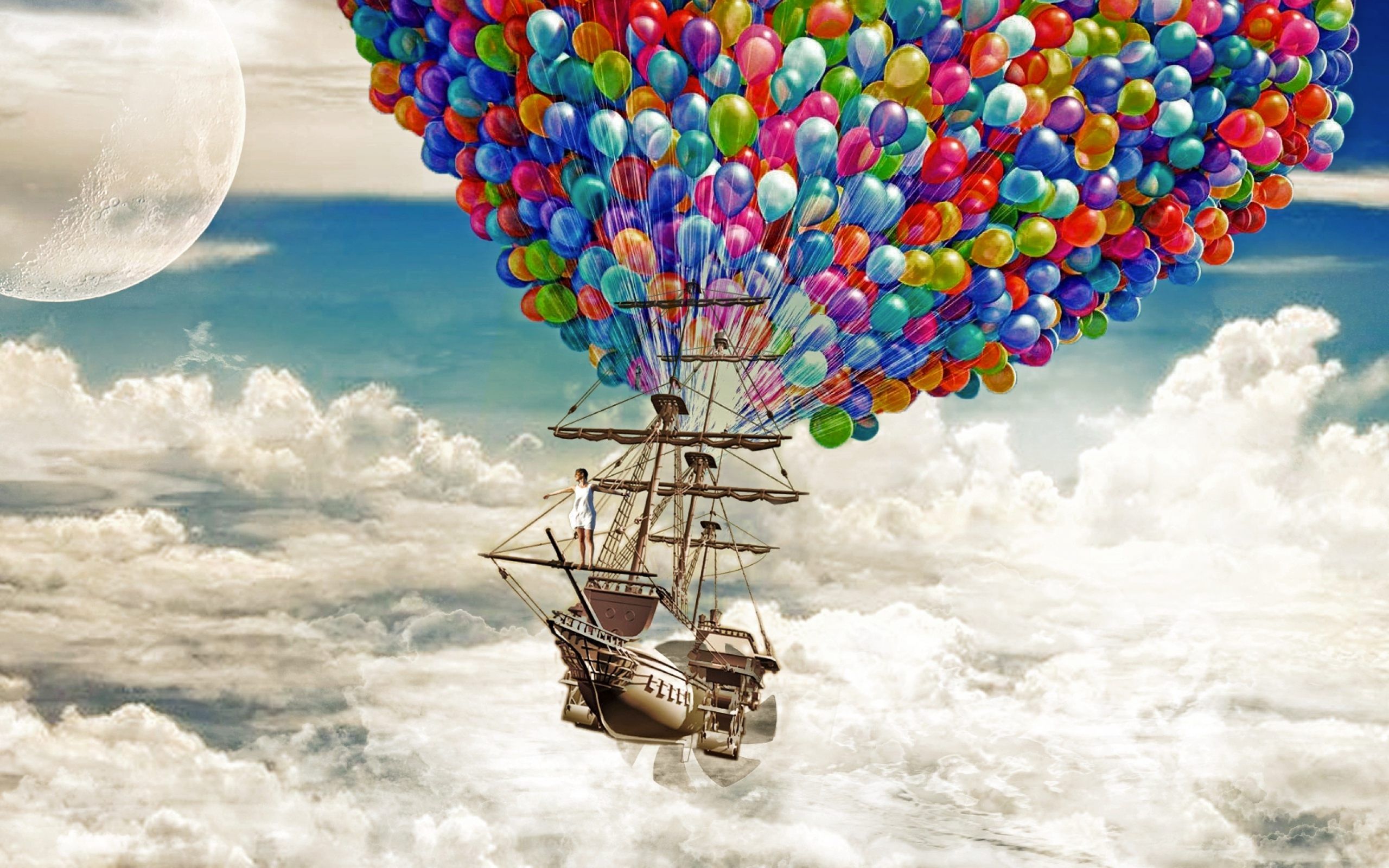 Rilakkuma Wallpaper 74 - Flying Ship With Balloons , HD Wallpaper & Backgrounds
