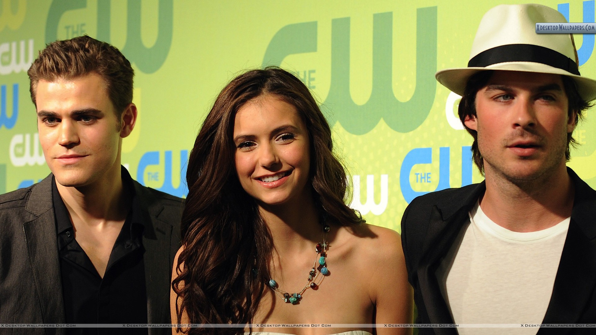 You Are Viewing Wallpaper Titled All Three Smiling - Nina Dobrev And Paul Wesley Sad , HD Wallpaper & Backgrounds