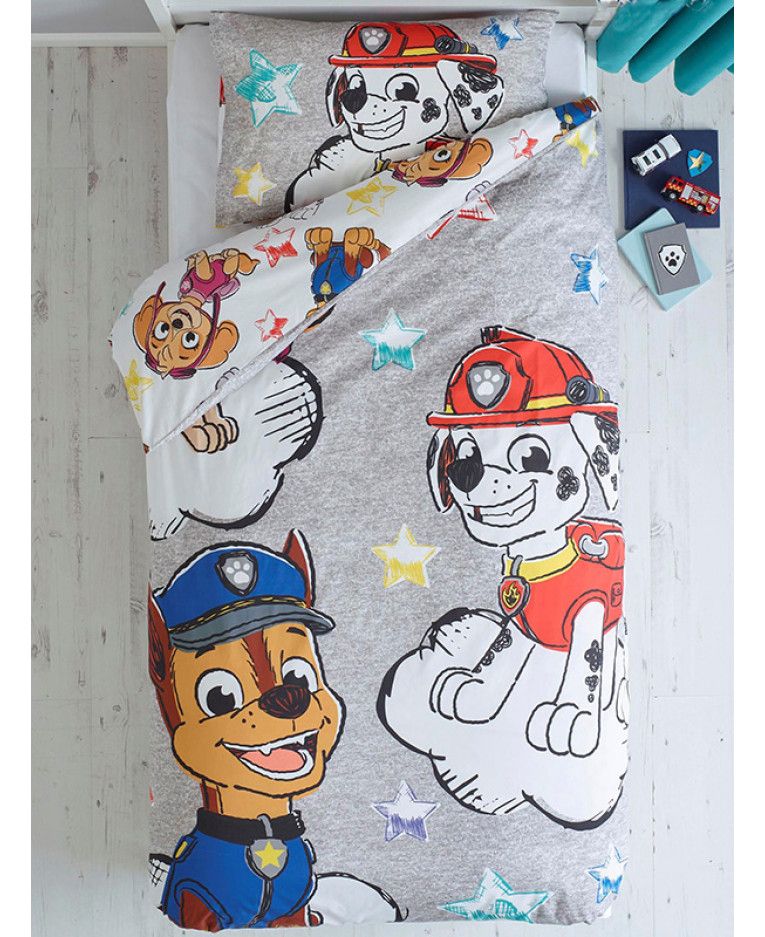 This Reversible Paw Patrol Single Duvet Cover And Pillowcase - Paw Patrol Grey Bedding , HD Wallpaper & Backgrounds