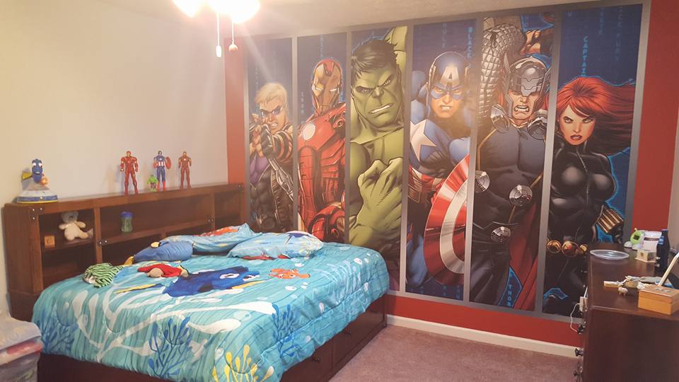 Friend Put Up This Wallpaper For Her Little Boy - Bedroom , HD Wallpaper & Backgrounds