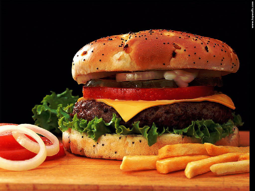 1024 X - Burger And Fries Photography , HD Wallpaper & Backgrounds