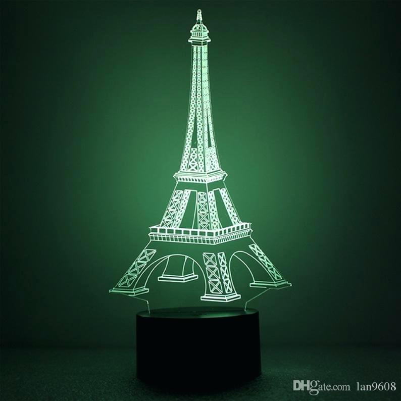 Eiffel Tower Night Light Power Supply Button Style - 3d Led Lamp Illusion Eiffel Tower , HD Wallpaper & Backgrounds