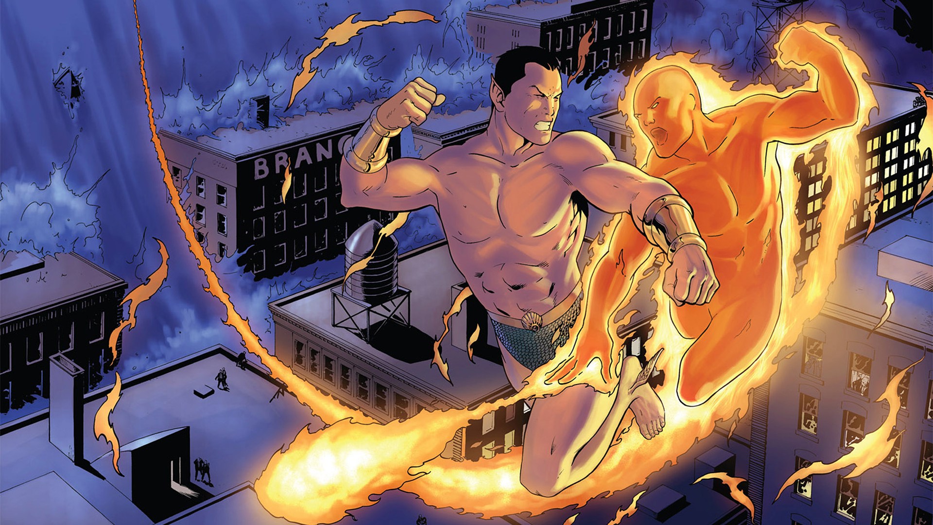 Superhero Namor Marvel Human Torch Fantastic Four 1080p - Johnny Storm E Namor , HD Wallpaper & Backgrounds