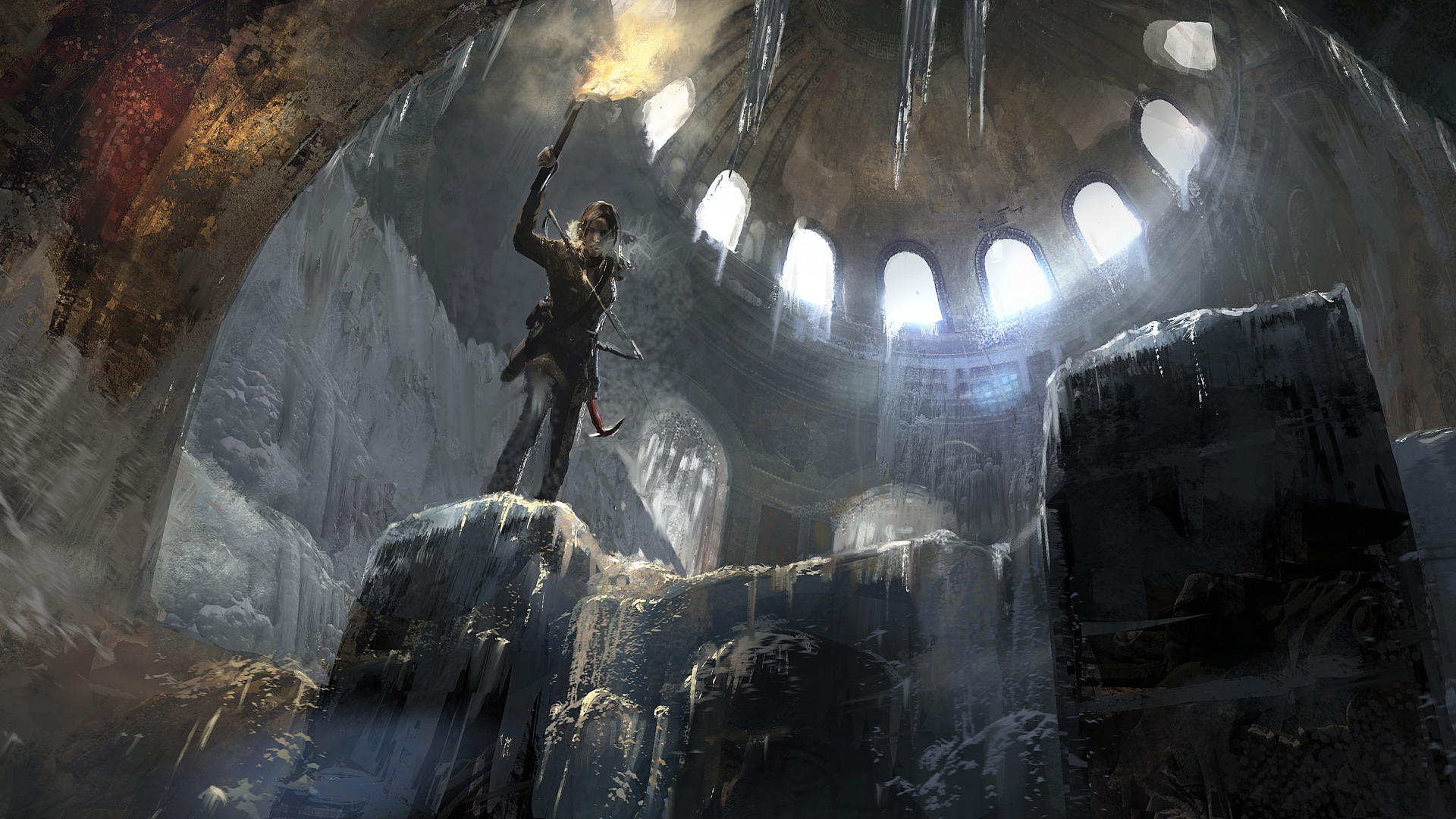 Full Hd Wallpaper Lara Croft Torch Ruin Blurry Ice - Yuki Matsuzawa Ffxv , HD Wallpaper & Backgrounds