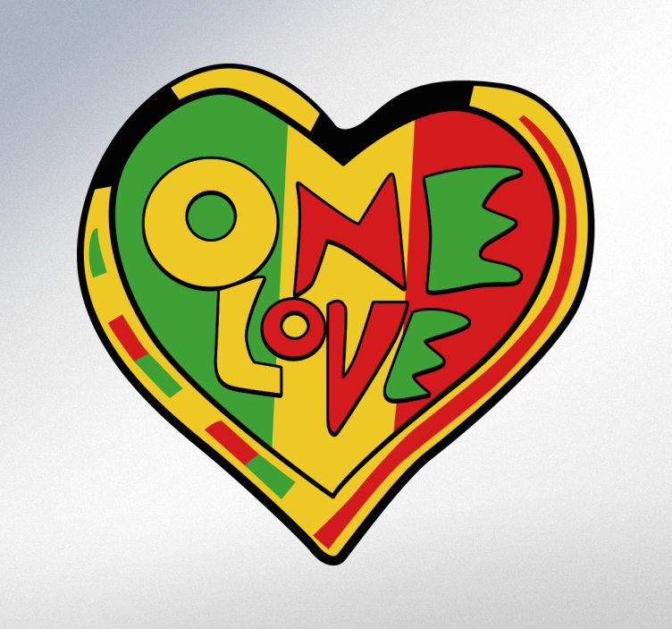 One Love Rasta Wall Sticker - Red Yellow Green Heart , HD Wallpaper & Backgrounds