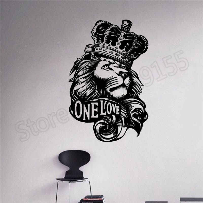 Lion Zion One Love Bob Marley Reggae King Wall Art - Lion Sticker For Car , HD Wallpaper & Backgrounds