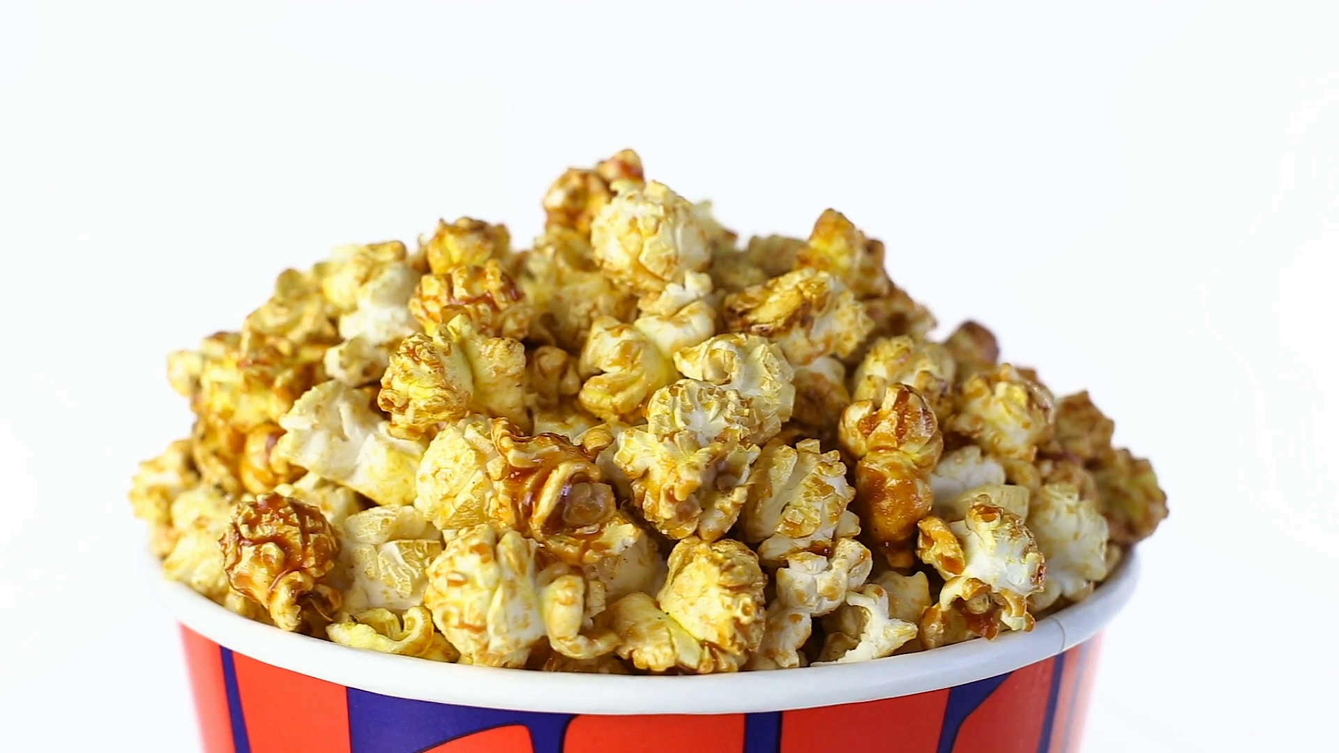Caramel Popcorn Rotates On A White Background - Popcorn , HD Wallpaper & Backgrounds