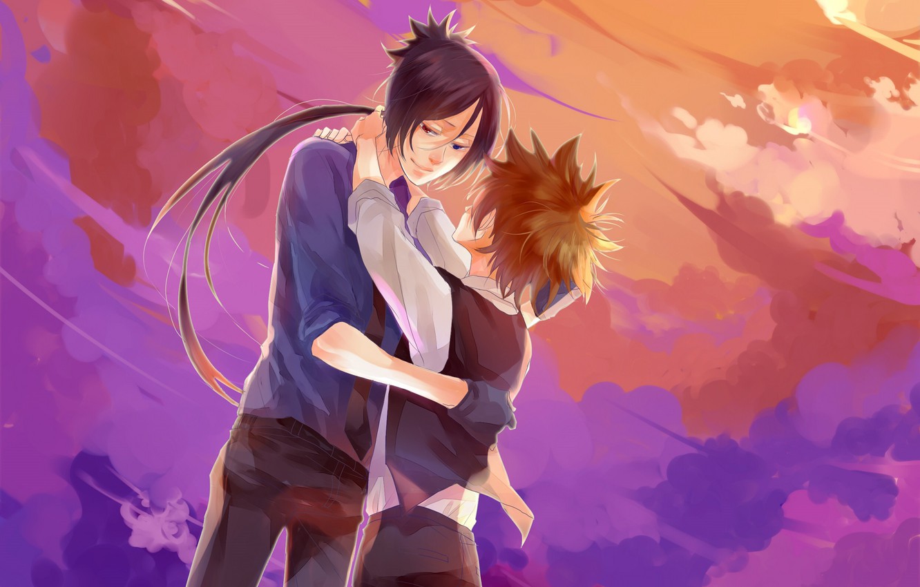 Photo Wallpaper Sunset, Anime, Guys, Sawada Tsunayoshi, - Anime , HD Wallpaper & Backgrounds