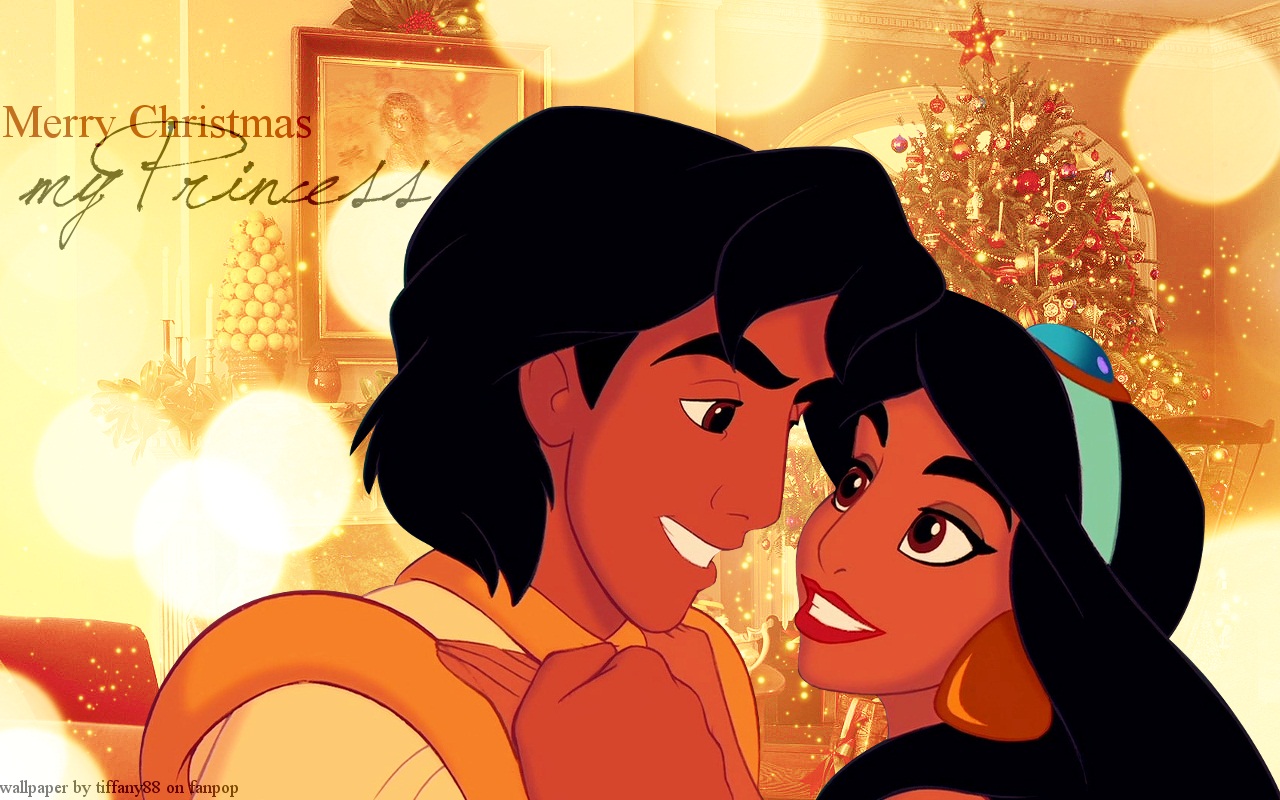 Disney Princess Christmas Images Disney Princess Chritmas - Christmas Aladdin And Jasmine , HD Wallpaper & Backgrounds