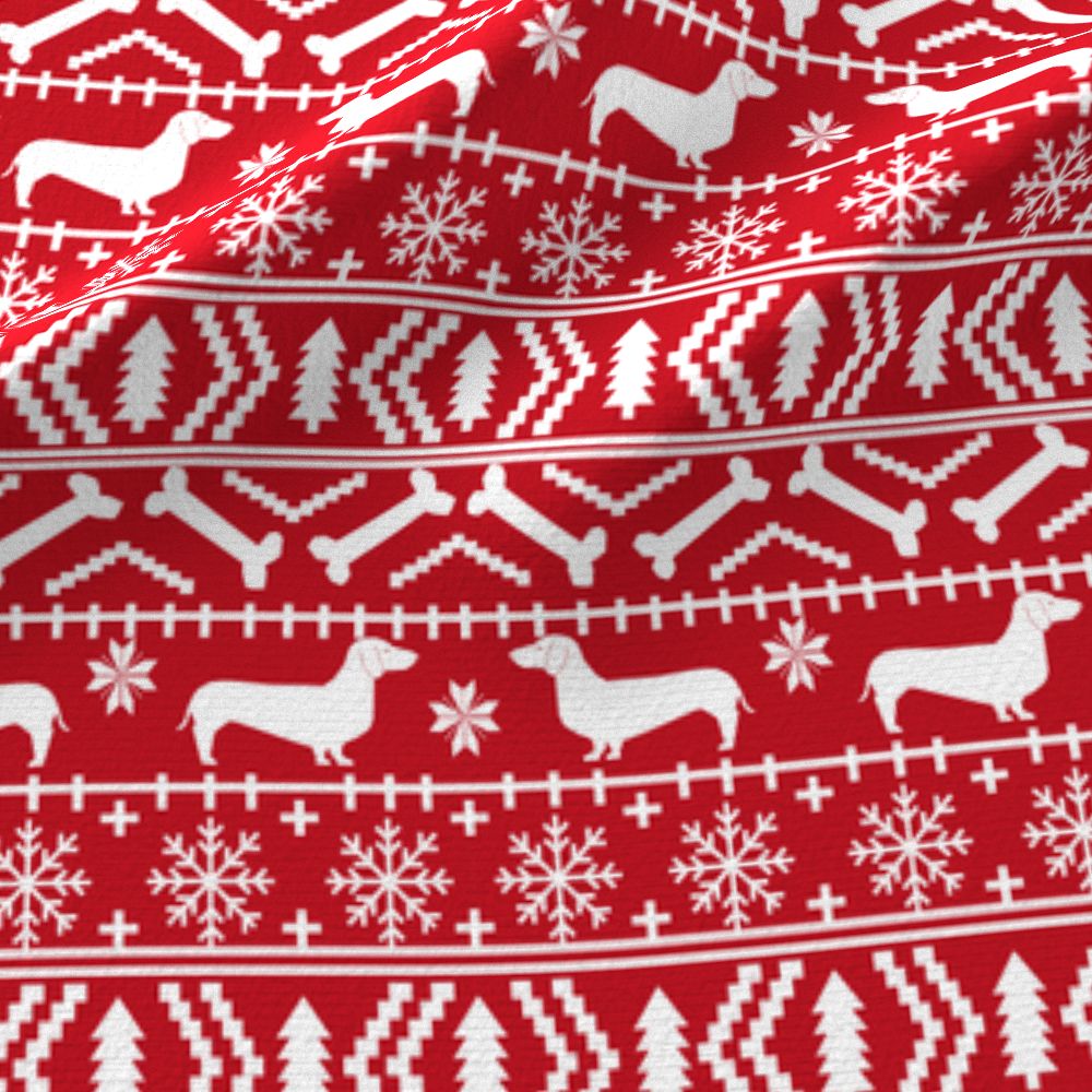 Doxie Fair Isle Fabric Christmas Fabric Ugly Sweater - Ugly Sweater Fabric , HD Wallpaper & Backgrounds
