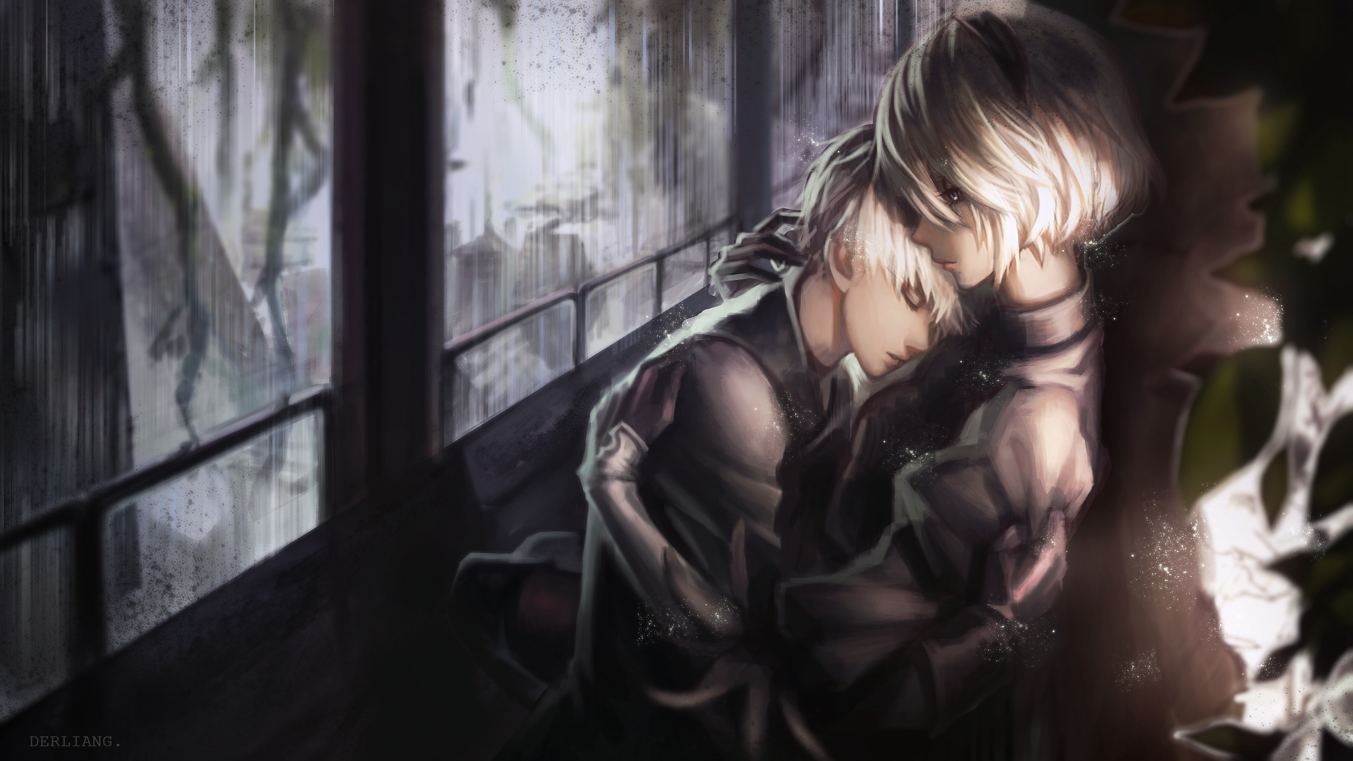 #2b , #nier - Nier Automata 2b 9s Hug , HD Wallpaper & Backgrounds