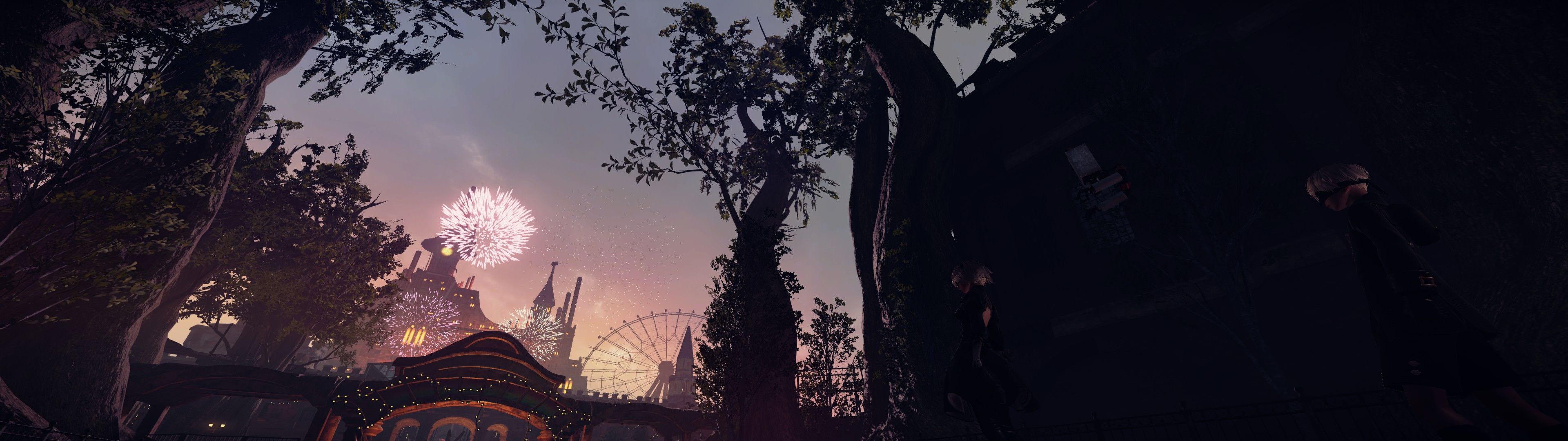 Automata Amusement Park Dual Screen Wallpapers [3840x1080] - Nier Automata Dual Screen , HD Wallpaper & Backgrounds