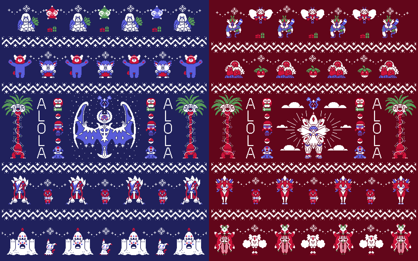 Oc Artmade Some Sunmoon Christmas Sweater Patterns - Graphic Design , HD Wallpaper & Backgrounds
