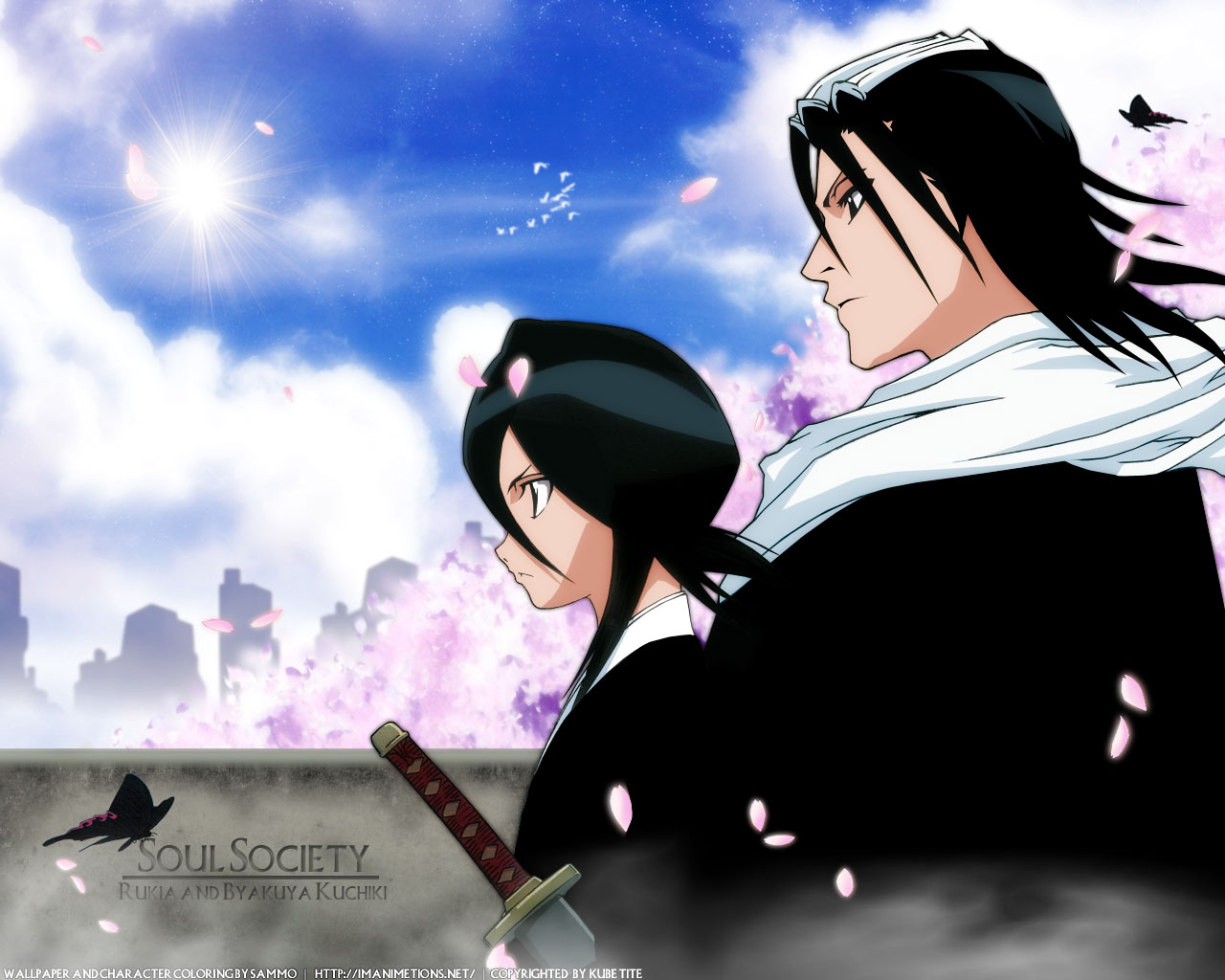 Bleach Kuchiki Byakuya Kuchiki Rukia Male - Bleach Rukia And Byakuya , HD Wallpaper & Backgrounds