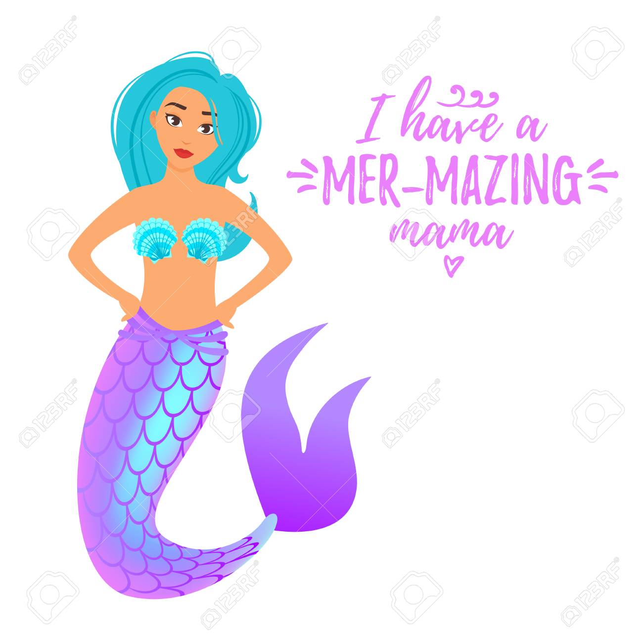 Mermaid Tail Clipart Mama - Mermaid Mother's Day Card , HD Wallpaper & Backgrounds