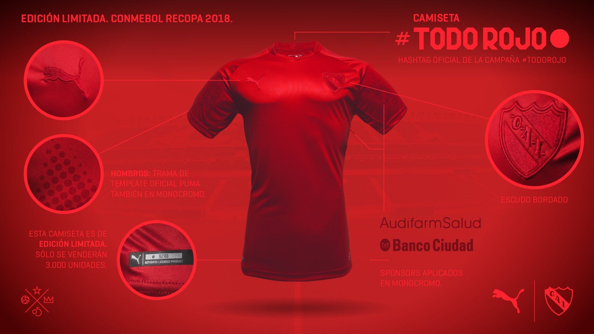 Club Atlético Independiente 2018 Recopa All Red Puma - Banco Ciudad , HD Wallpaper & Backgrounds
