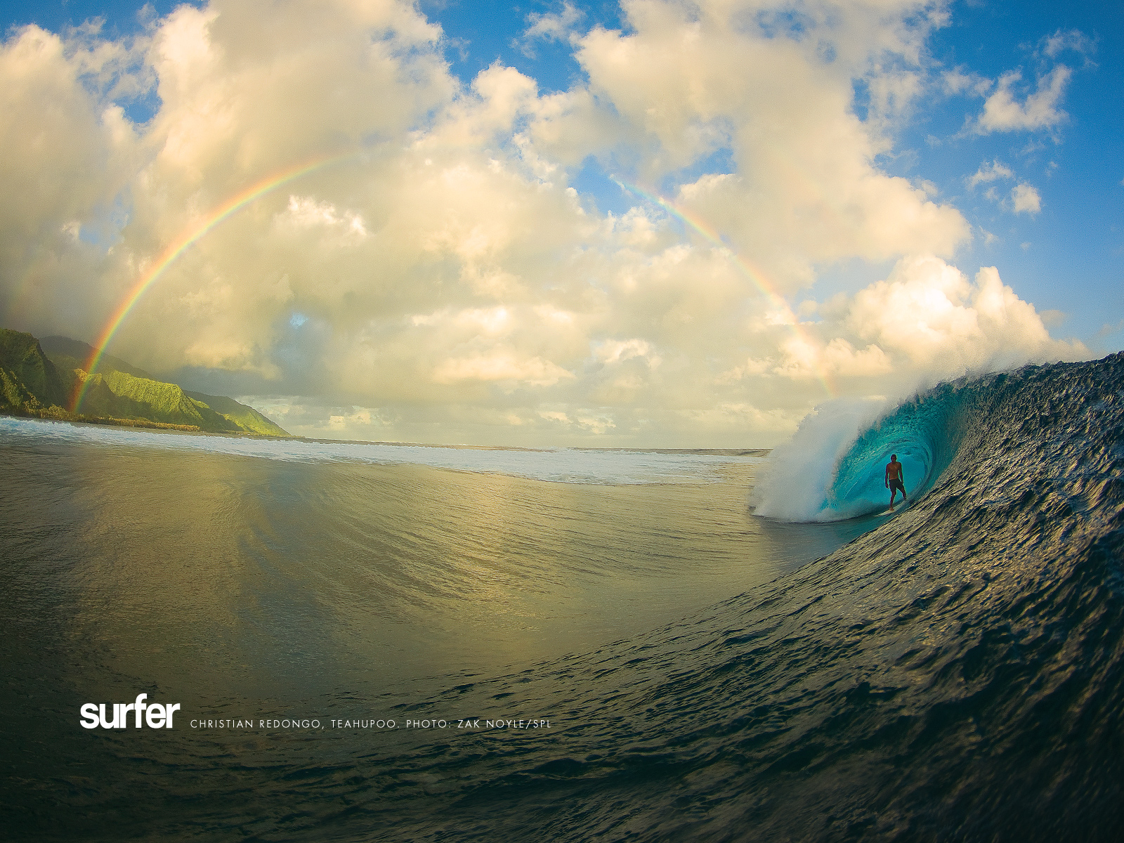 Teahupoo Rainbow & Wave - Wave Surf Wallpaper Hd , HD Wallpaper & Backgrounds