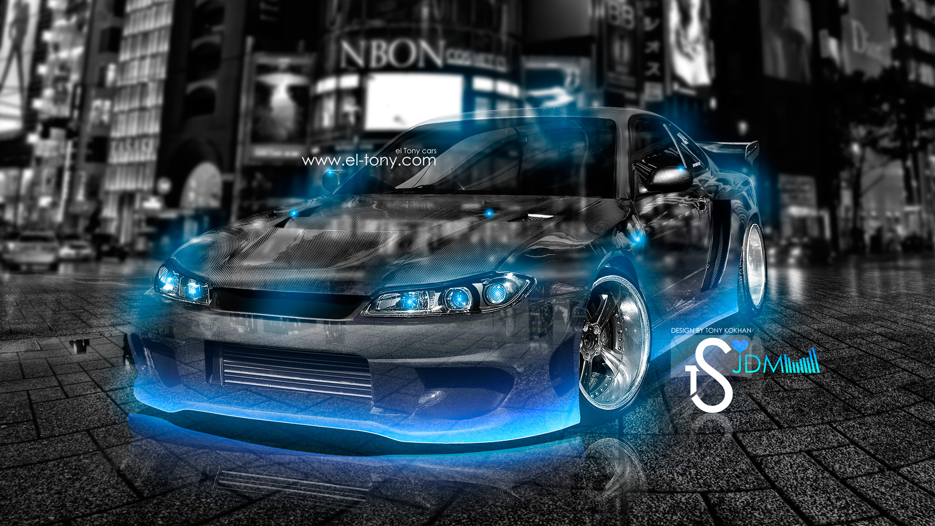 Nissan Silvia S15 Crystal City Car Blue Neon 2013 Hd - Ginza , HD Wallpaper & Backgrounds