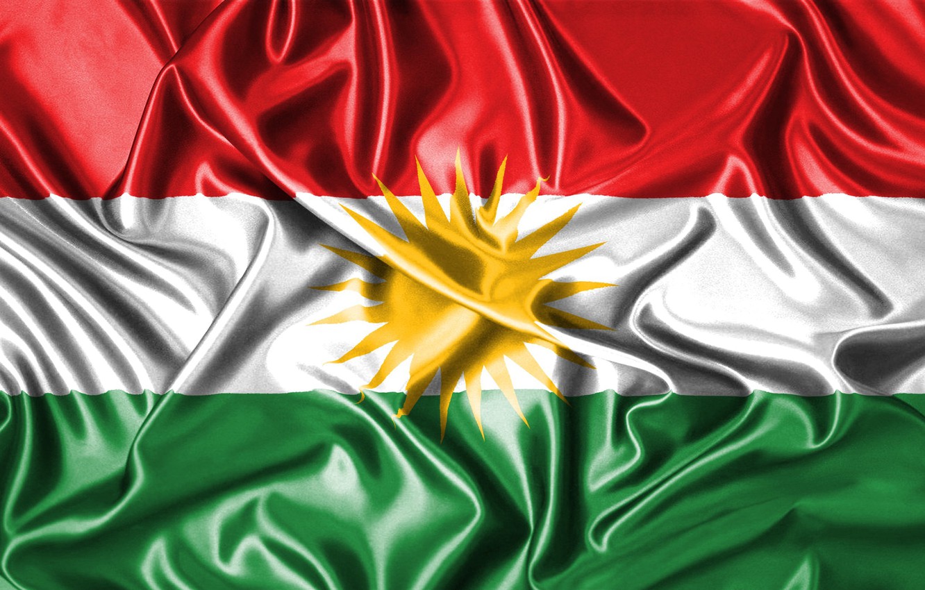 Photo Wallpaper Flag, Coat Of Arms, Kurdistan, The - Background Silk Hd , HD Wallpaper & Backgrounds