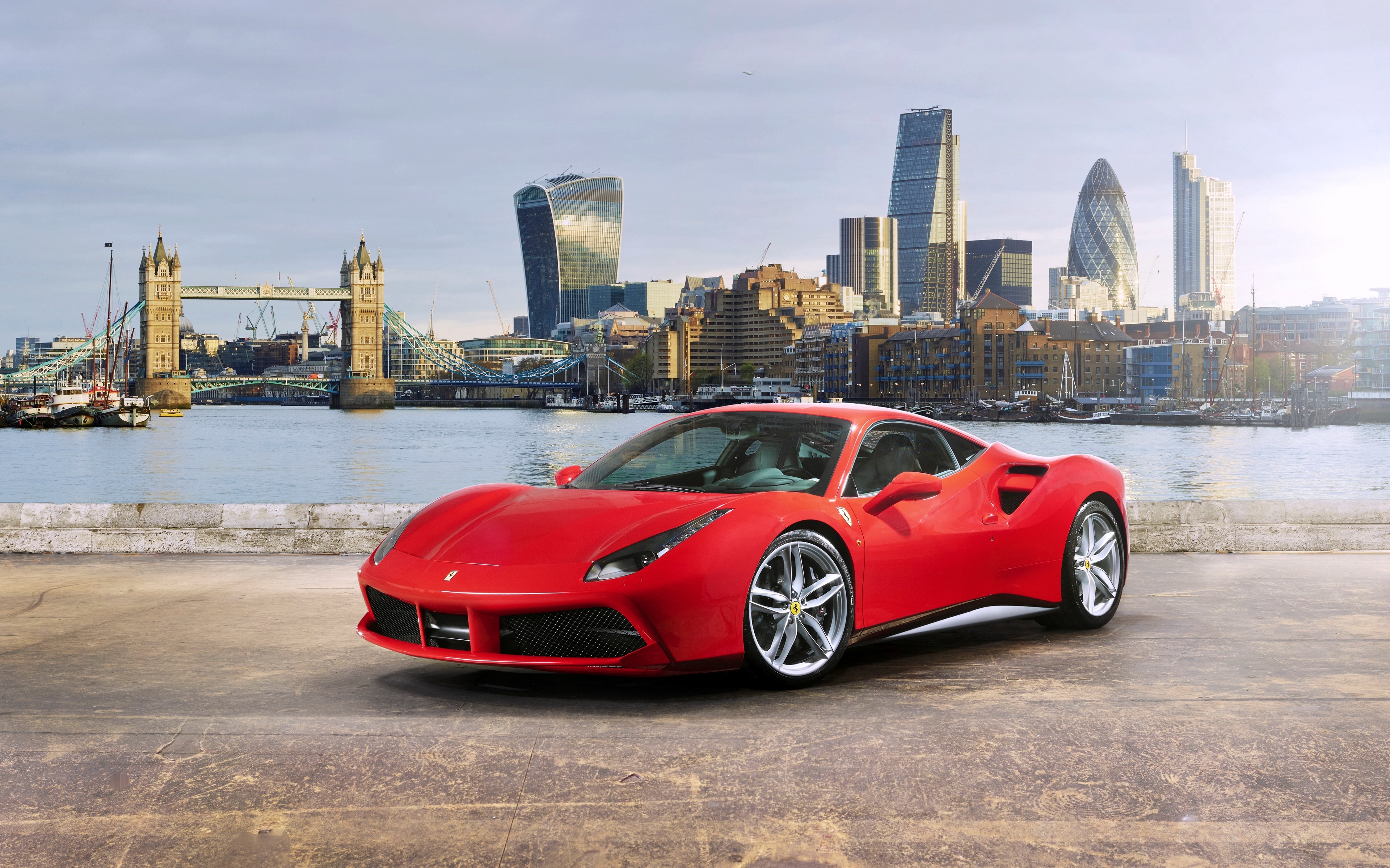 Wallpaper Ferrari, 488 Gtb, Red, Side View - Png City Background Hd , HD Wallpaper & Backgrounds