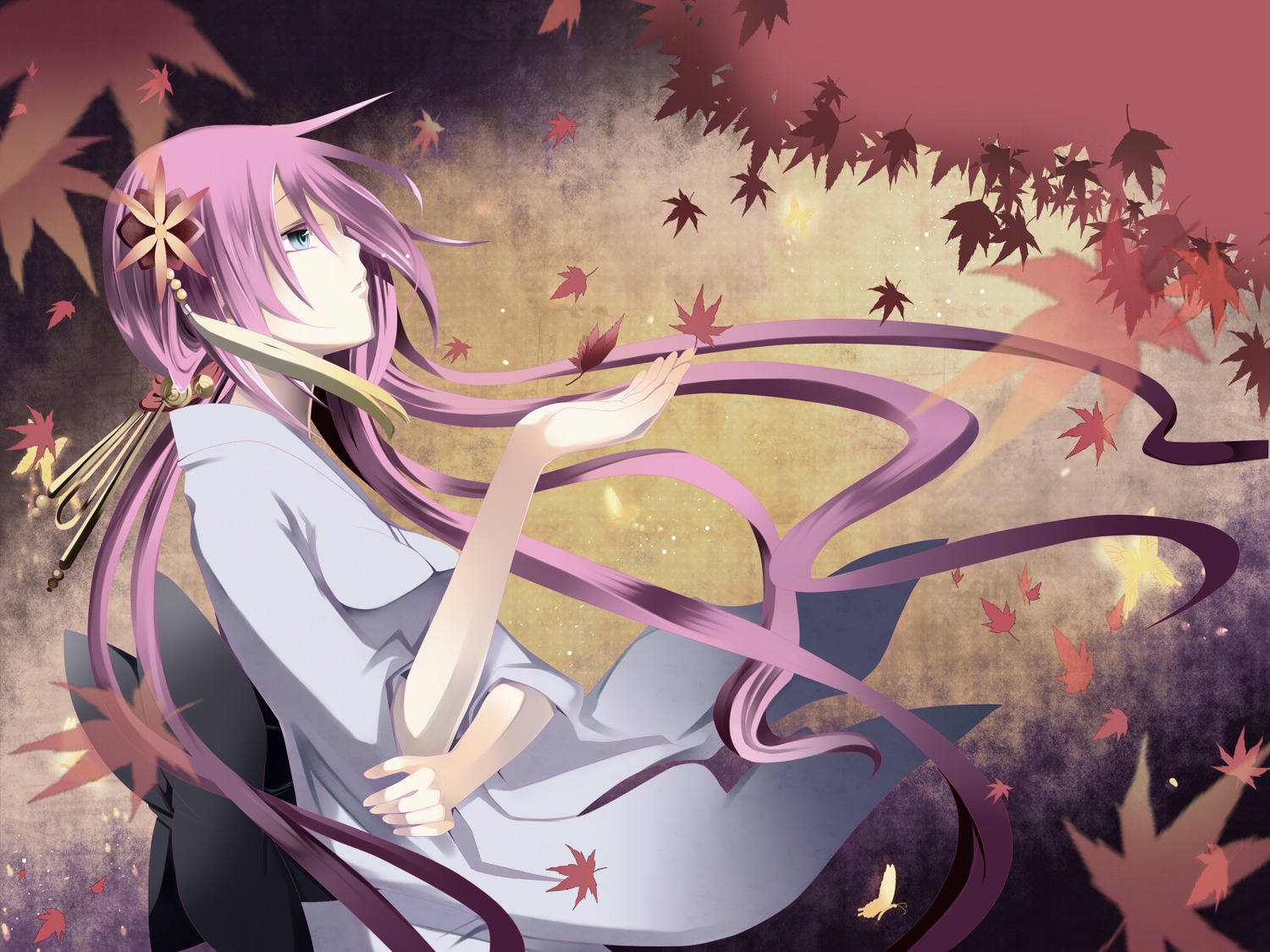 Kimono Megurine Luka Temari Vocaloid Wallpaper - Luka Megurine Kimono , HD Wallpaper & Backgrounds