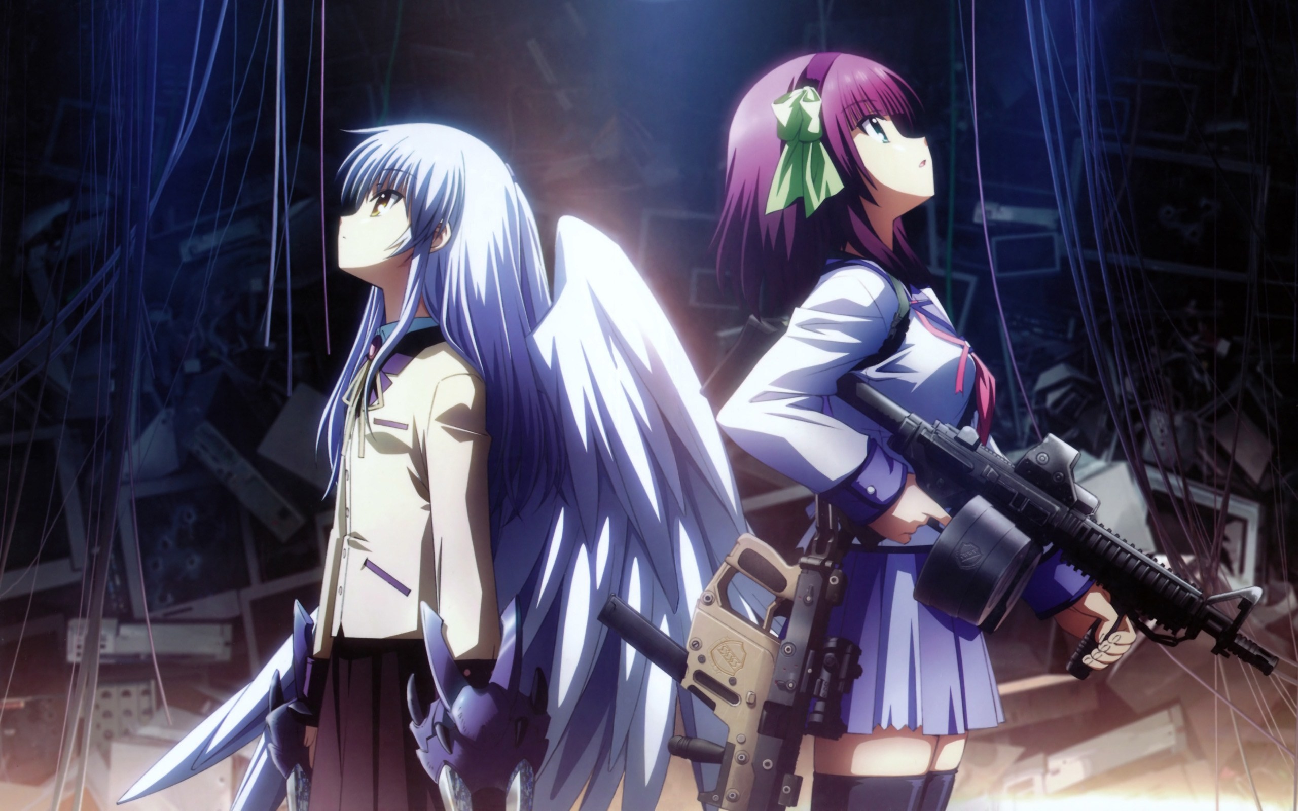 Angel Beats , School Uniforms, Tachibana Kanade, Nakamura - Angel Beats Kanade And Yuri , HD Wallpaper & Backgrounds