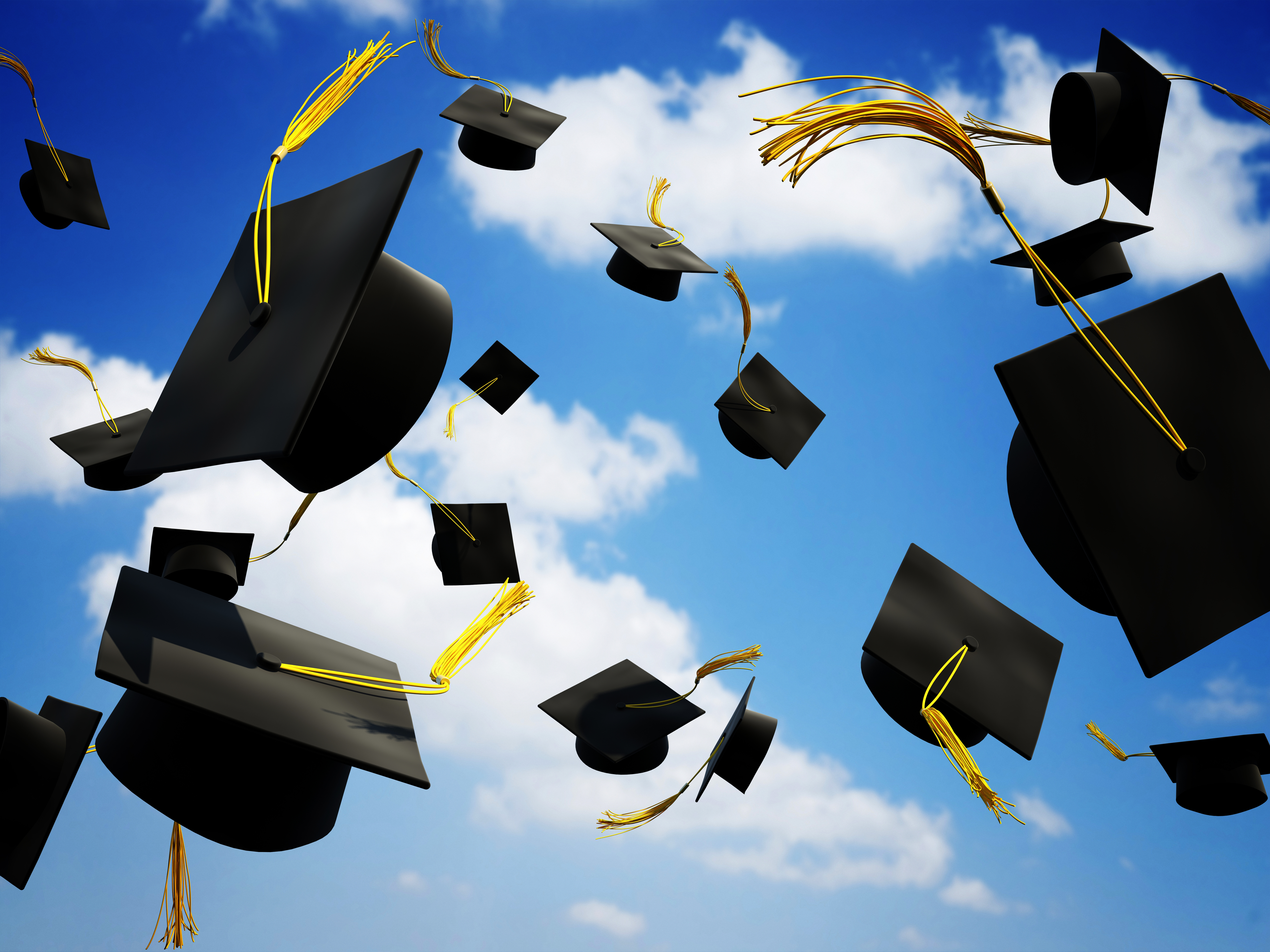 Graduation Caps Thrown In The Air - Graduate High School , HD Wallpaper & Backgrounds