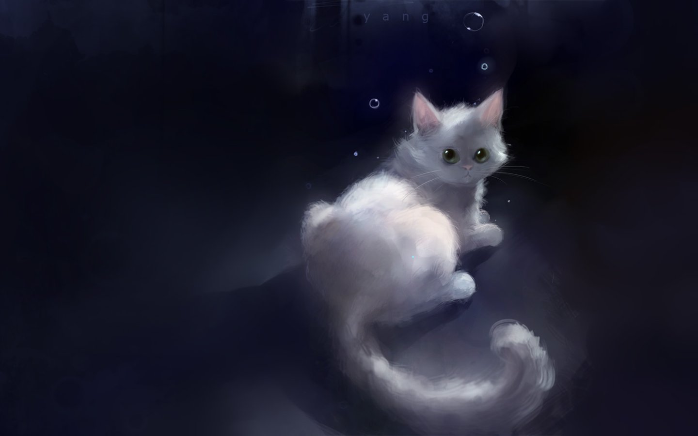 Heart-touching Painting, Beautiful Illustration Of - Pure White Anime Cat , HD Wallpaper & Backgrounds
