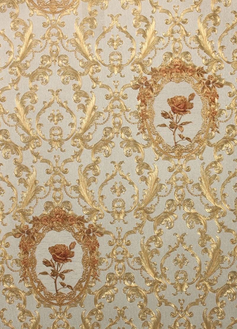 New Luxury Gold 3d Rose Wall Paper 3d Relief Murals - Background Gold Floral , HD Wallpaper & Backgrounds