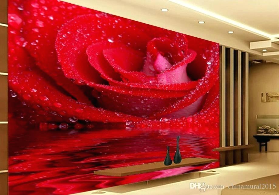 Rose Wallpaper For Walls Stereoscopic Water Rose Wallpaper - Papel De Parede Pintura De Flores , HD Wallpaper & Backgrounds