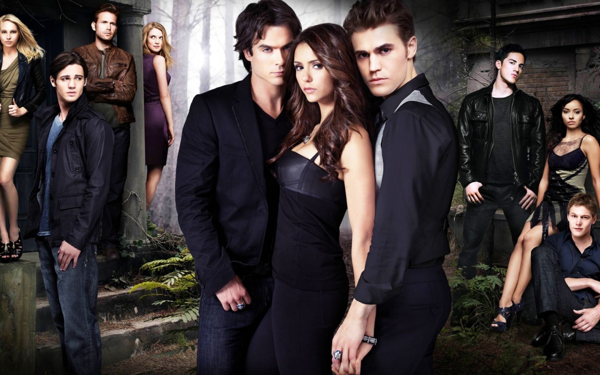 The Vampire Diaries, Paul Wesley, Ian Somerhalder, - Tvd Season Elena Damon And Stefan , HD Wallpaper & Backgrounds