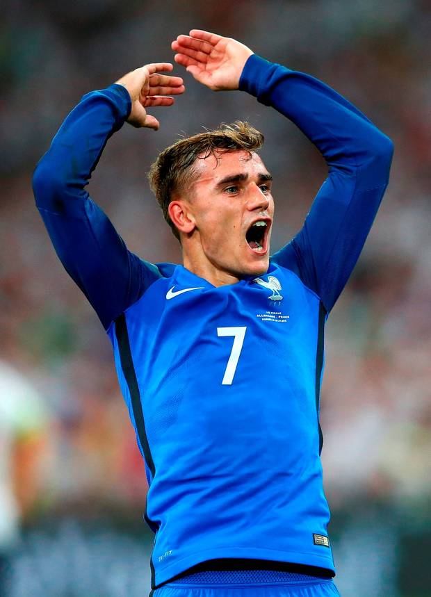 Antoine Griezmann Celebrates After Scoring His And