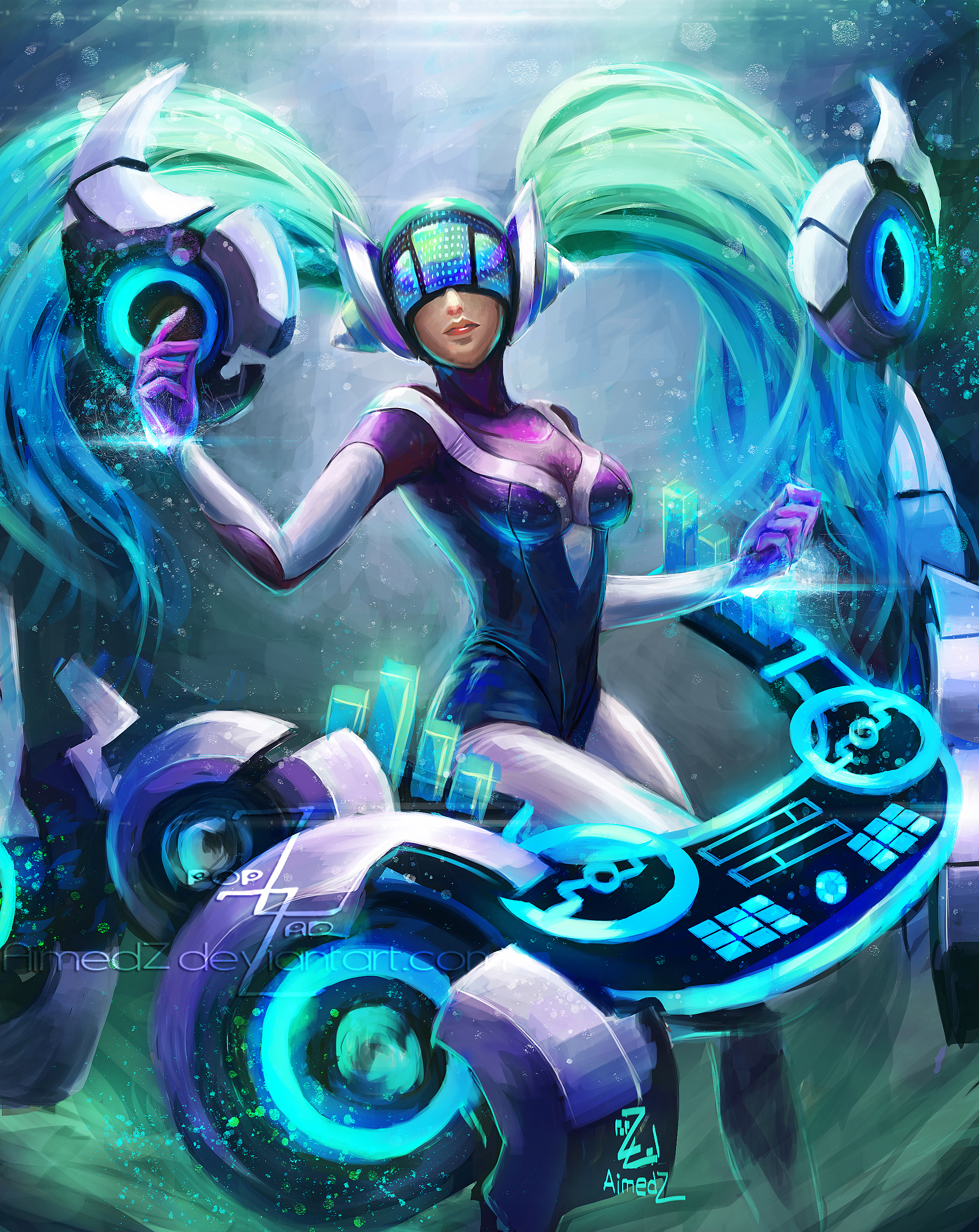 Dj Sona Kinetic By Aimedz Hd Wallpaper Fan Art Artwork - Lol Dj Sona Fanart , HD Wallpaper & Backgrounds