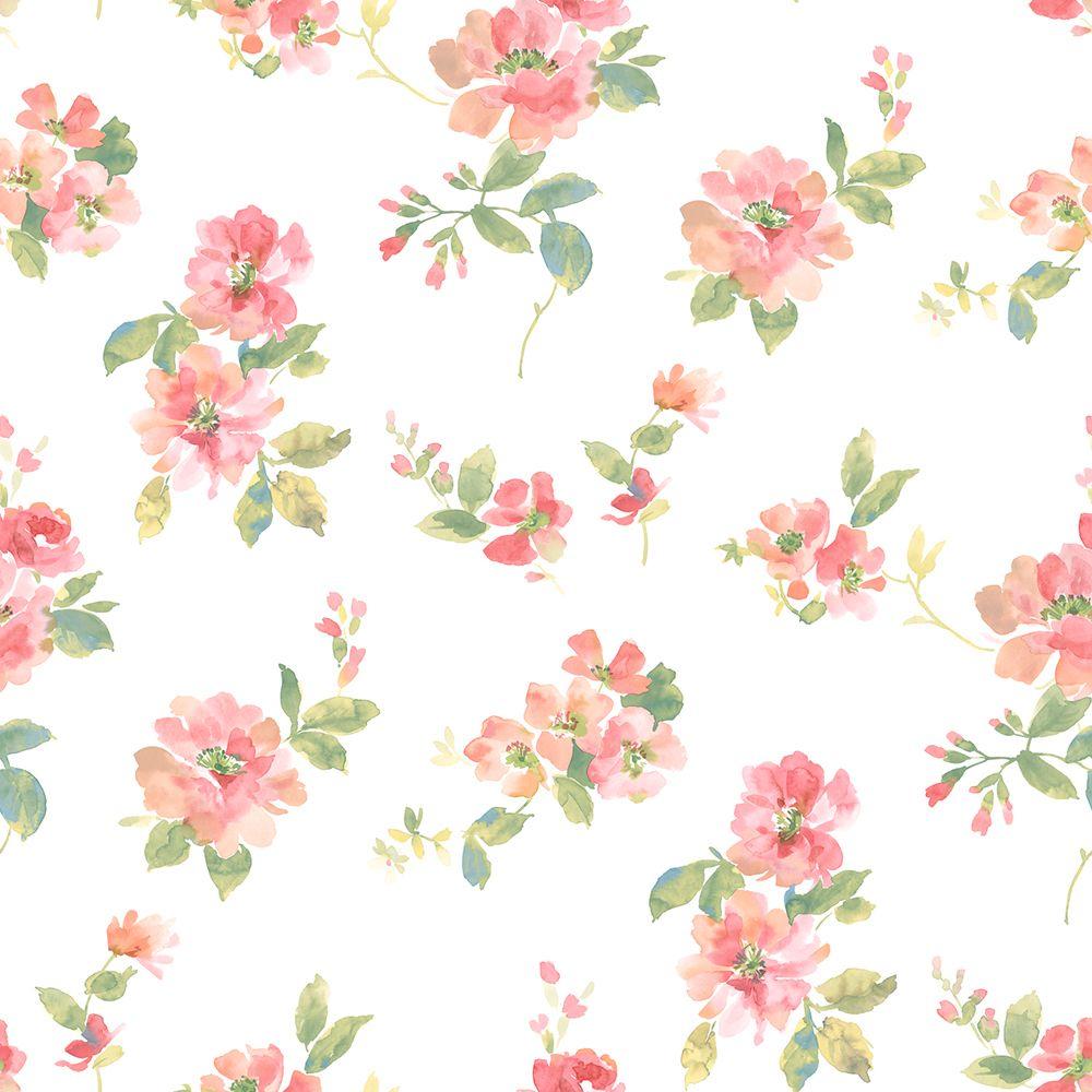 Chesapeake Captiva Peach Watercolor Floral Wallpaper - Pink Floral , HD Wallpaper & Backgrounds