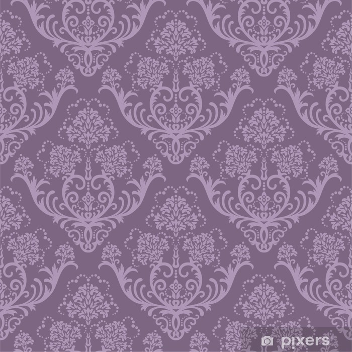 Seamless Purple Floral Wallpaper Vinyl Wall Mural - Purple Floral , HD Wallpaper & Backgrounds