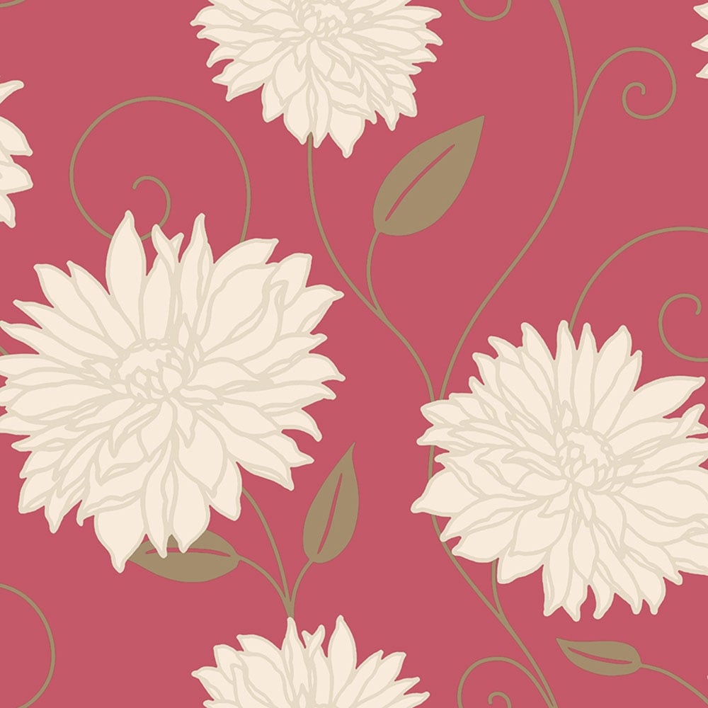 Starflower Floral Wallpaper Red - Red Wallpaper Floral , HD Wallpaper & Backgrounds