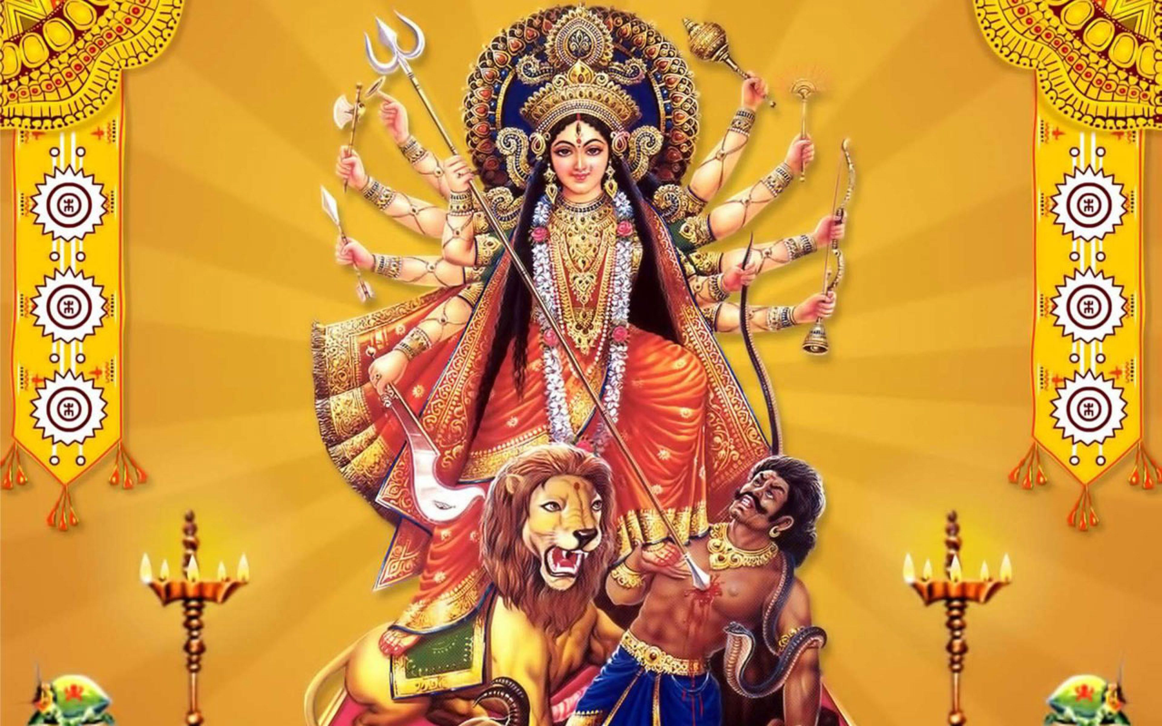 Maa Durga Mata Goddess Devi Lord God Wallpaper - Durga Full Image Hd , HD Wallpaper & Backgrounds