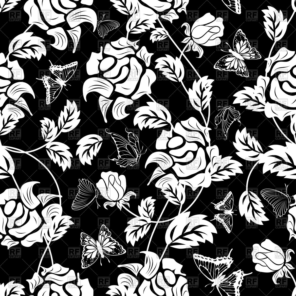 Seamless Black Floral Wallpaper Pattern Vector Image - Vector Graphics , HD Wallpaper & Backgrounds