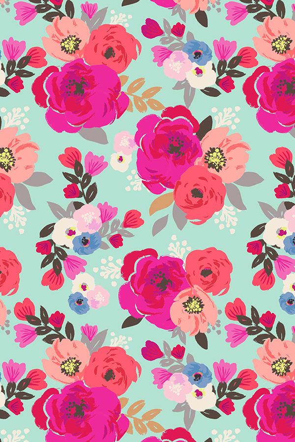 Hand Painted Sweet Pea Floral Aqua Design By Crystal - Floral Background , HD Wallpaper & Backgrounds