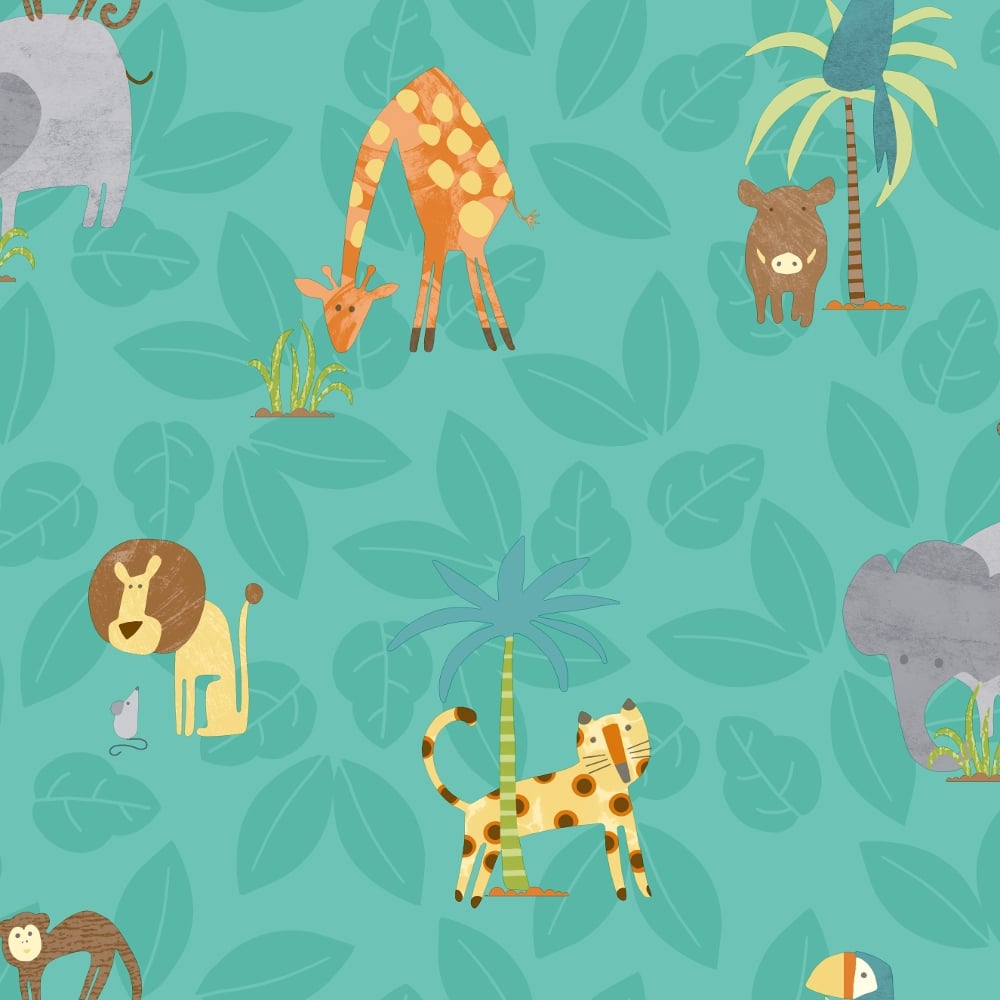 Holden Jungle Friends Childrens Animal Wallpaper Lion - Jungle Wallpaper Kids , HD Wallpaper & Backgrounds
