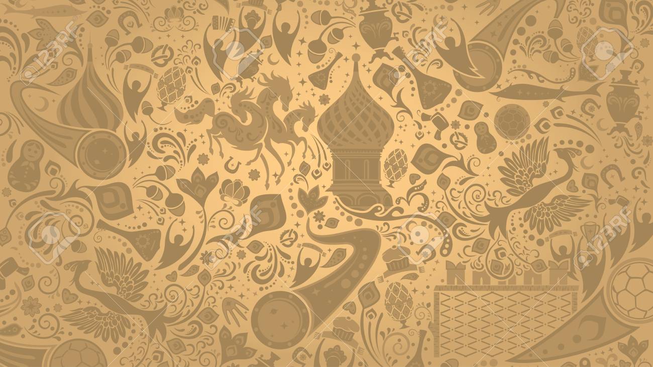 Russian Gold Wallpaper, Vector Illustration - Traditional Russian Fish Pattern , HD Wallpaper & Backgrounds