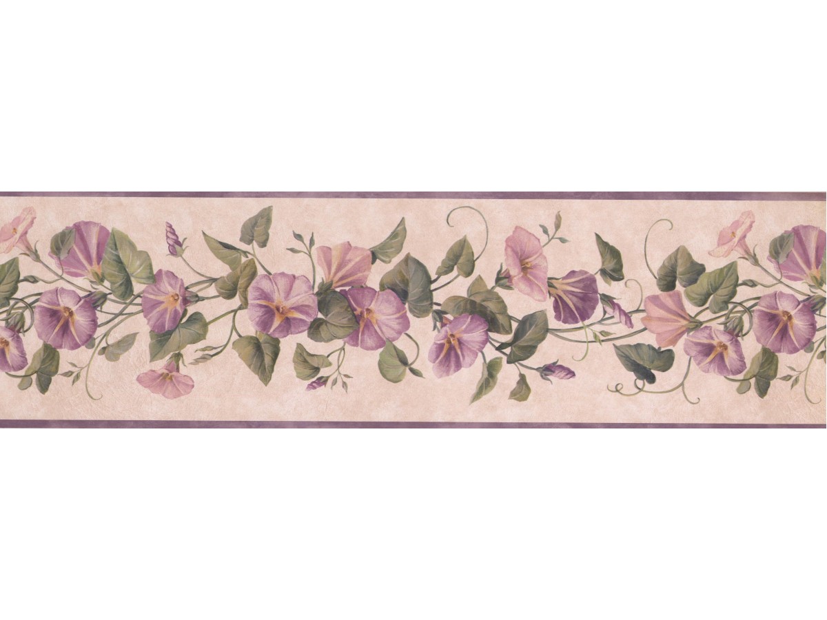 Floral Wallpaper Borders Cream White Pale Lavender Floral Wallpaper