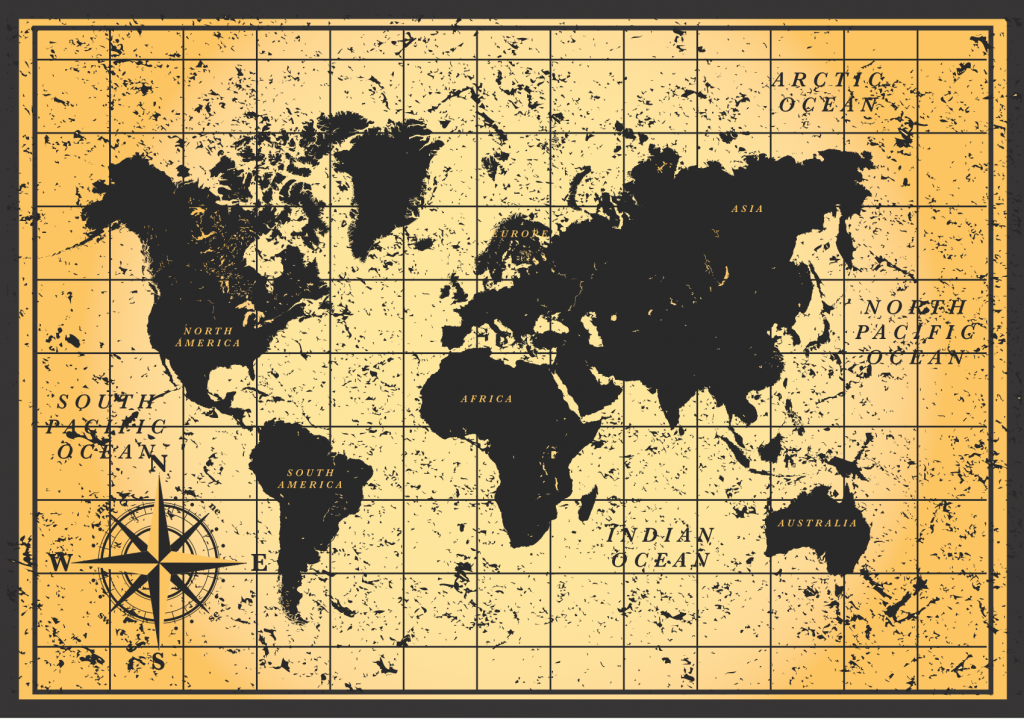 Vintage Maps Wallpapers World Map Wallpaper Sepia New - World Map Hd Image Black And White , HD Wallpaper & Backgrounds