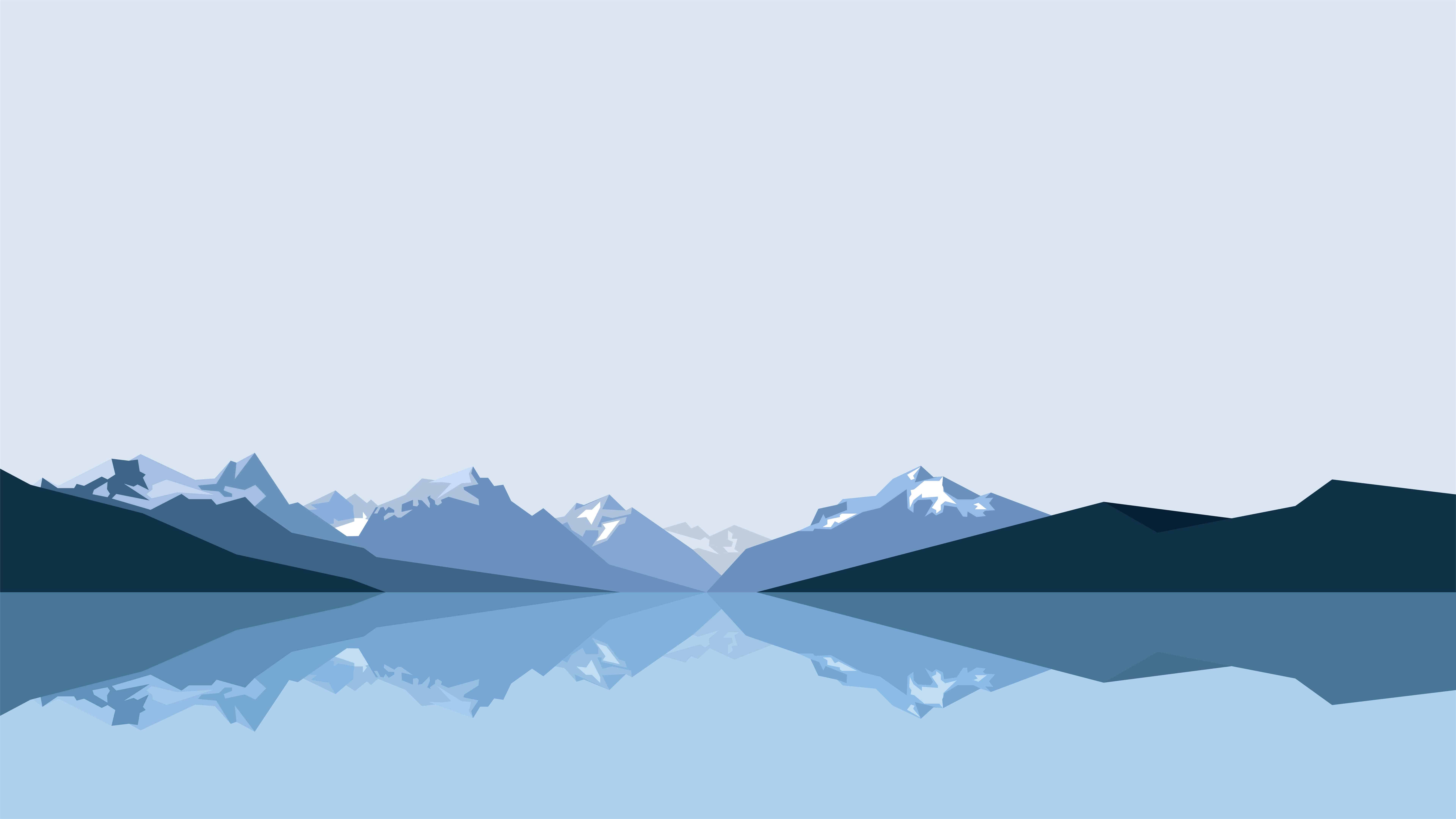 Minimalist Mountains And Lake Uhd 8k Wallpaper - Minimalist Mountain Wallpaper Hd , HD Wallpaper & Backgrounds