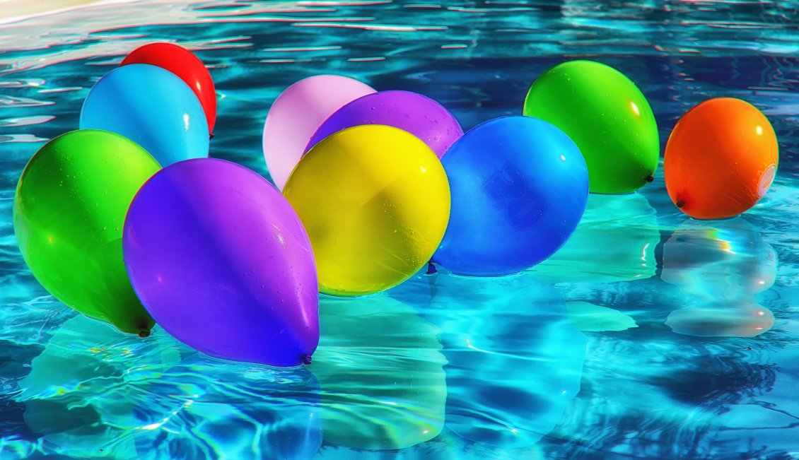 Download Wallpaper Colorful Balloons In The Pool - Water Party , HD Wallpaper & Backgrounds