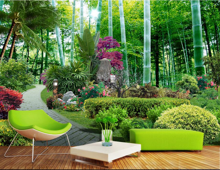 Custom 3d Stereoscopic Wallpaper Luxury Garden Bamboo - Jardin Style Foret , HD Wallpaper & Backgrounds